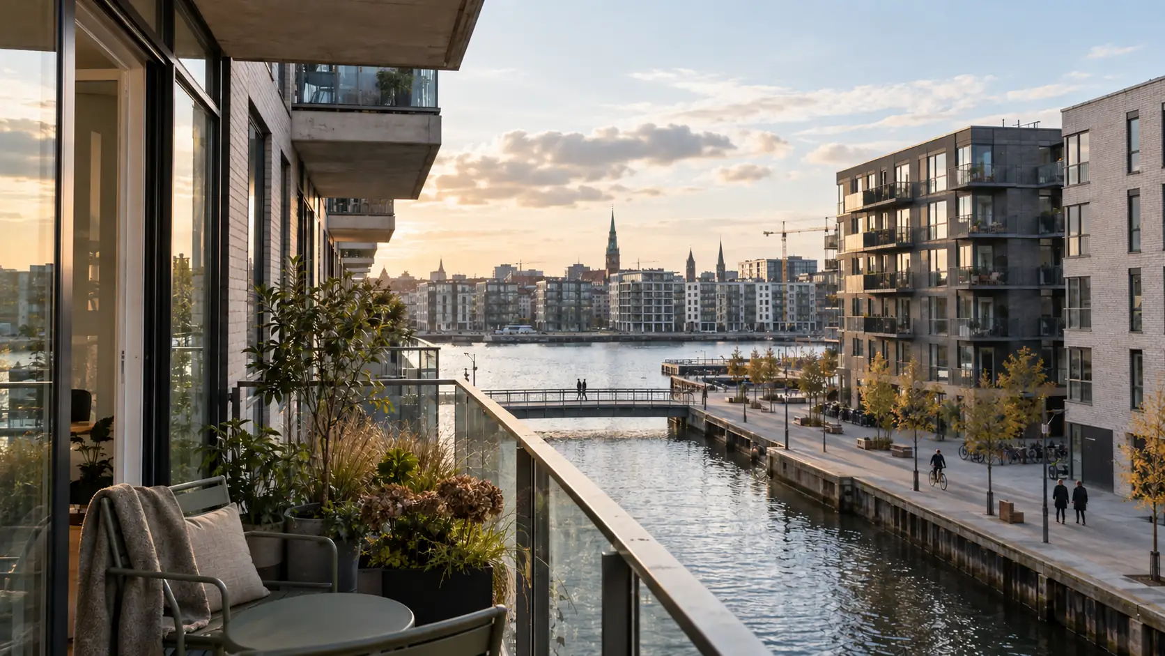 Balcony in the city with view to canal
