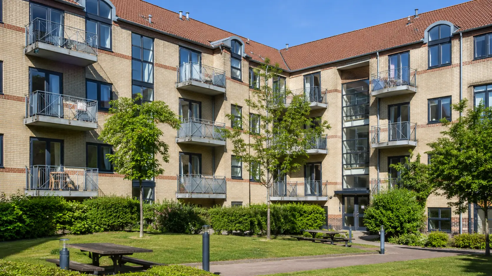Apartments with a small garden area for the people living there