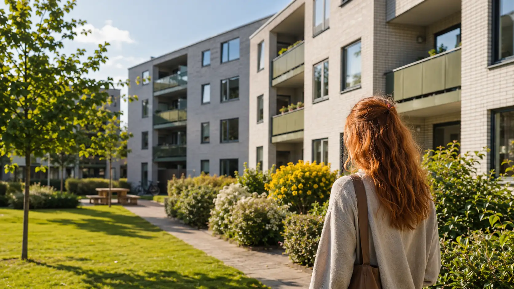 Woman looking at apartments