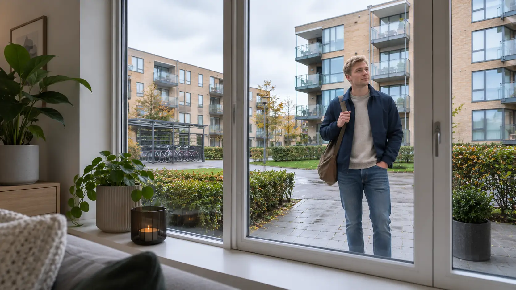Man outside an apartment